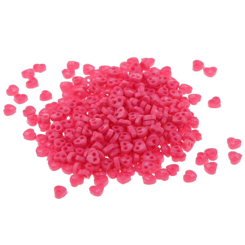 300pcs Heart Shapes Mini Buttons BJD Doll Clothes Accessories 4mm Rose Red