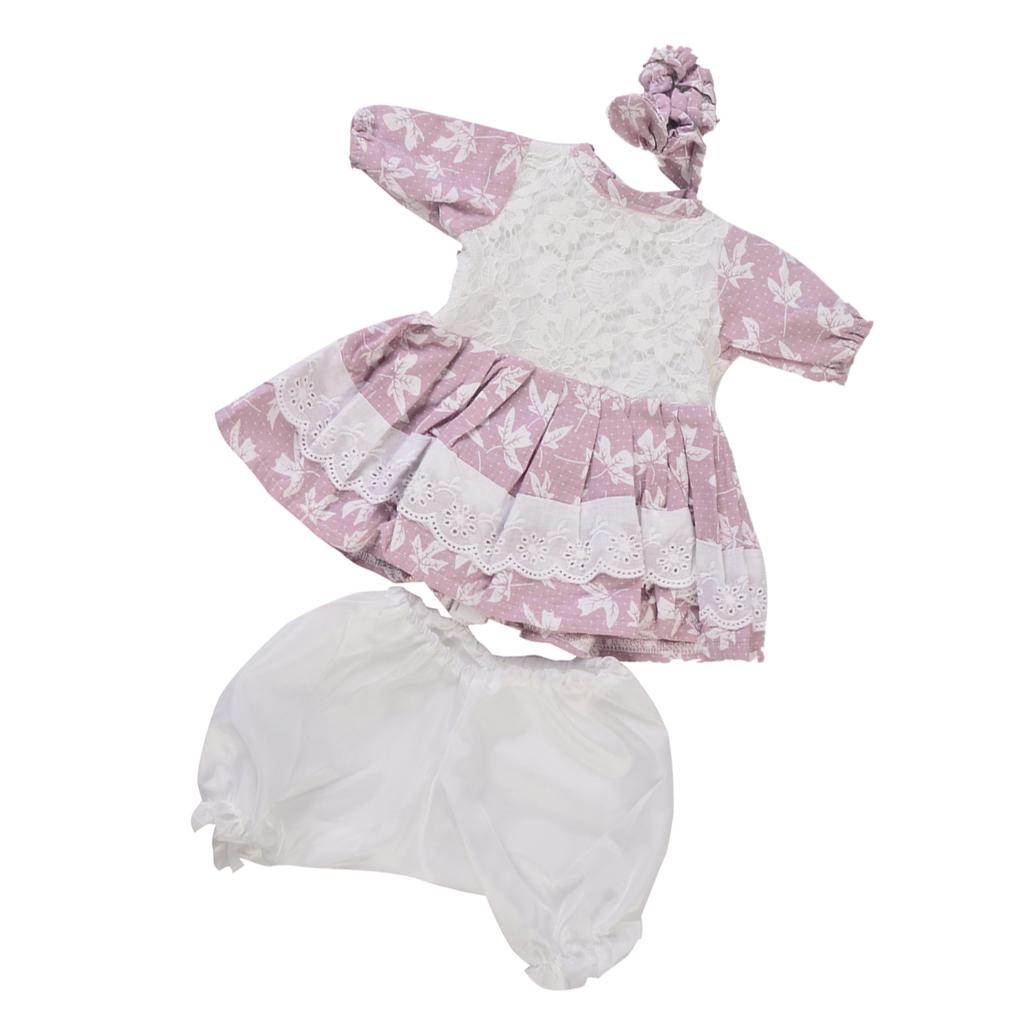 Printed Princess Dress Shorts Headband For Newborn Baby Girl Doll Clothing