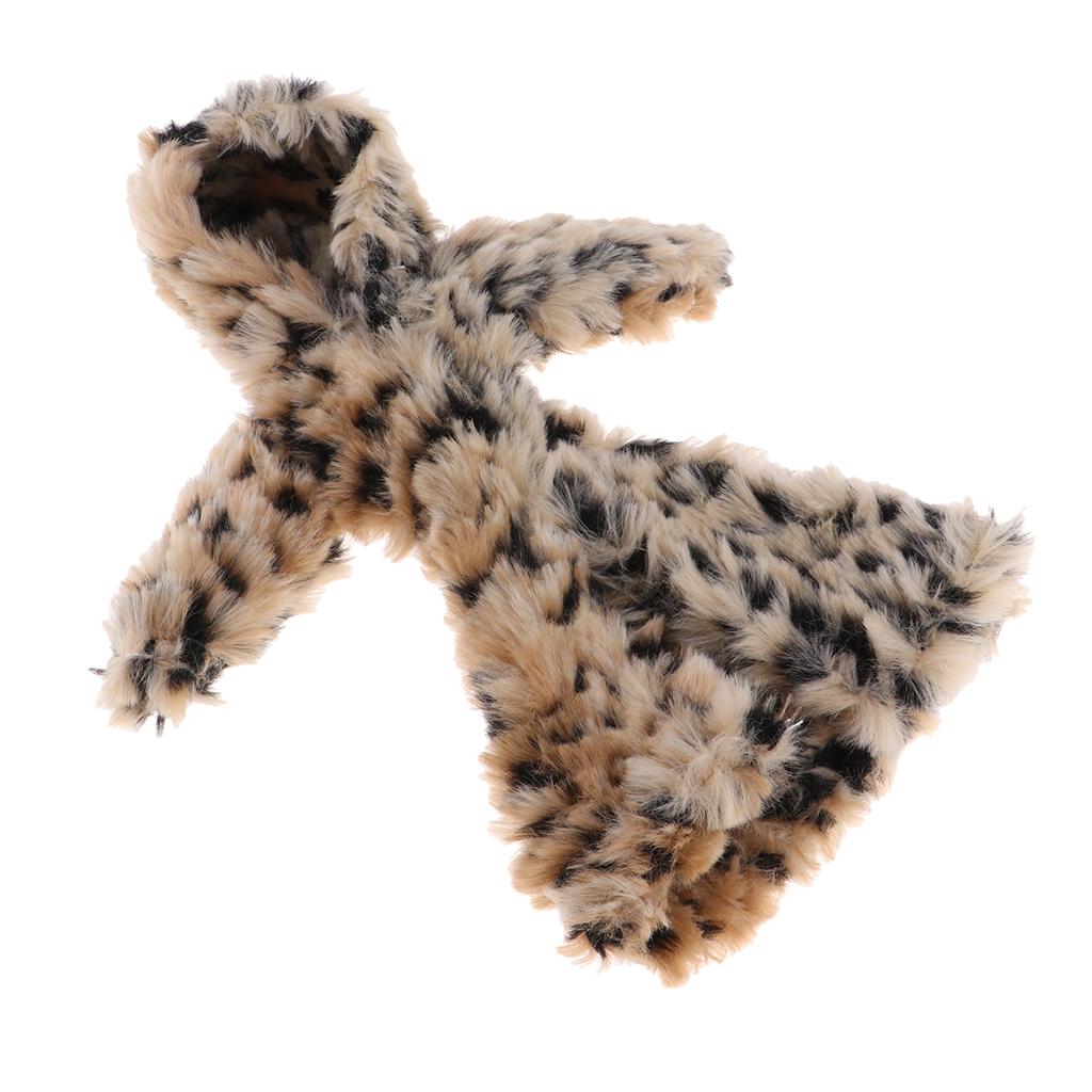 Dolls Winter Fur Hooded Coat Beige Leopard 1/6 Doll Fashion Clothes