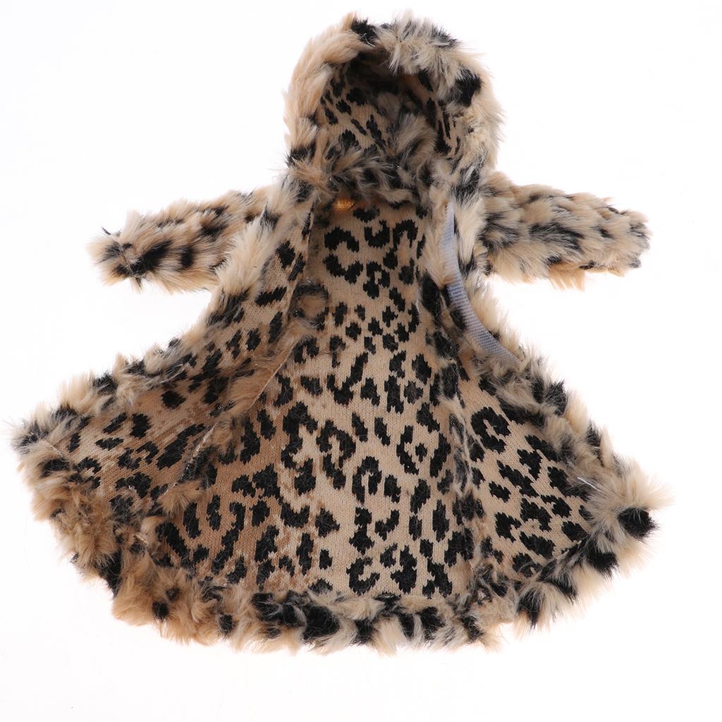 Dolls Winter Fur Hooded Coat Beige Leopard 1/6 Doll Fashion Clothes