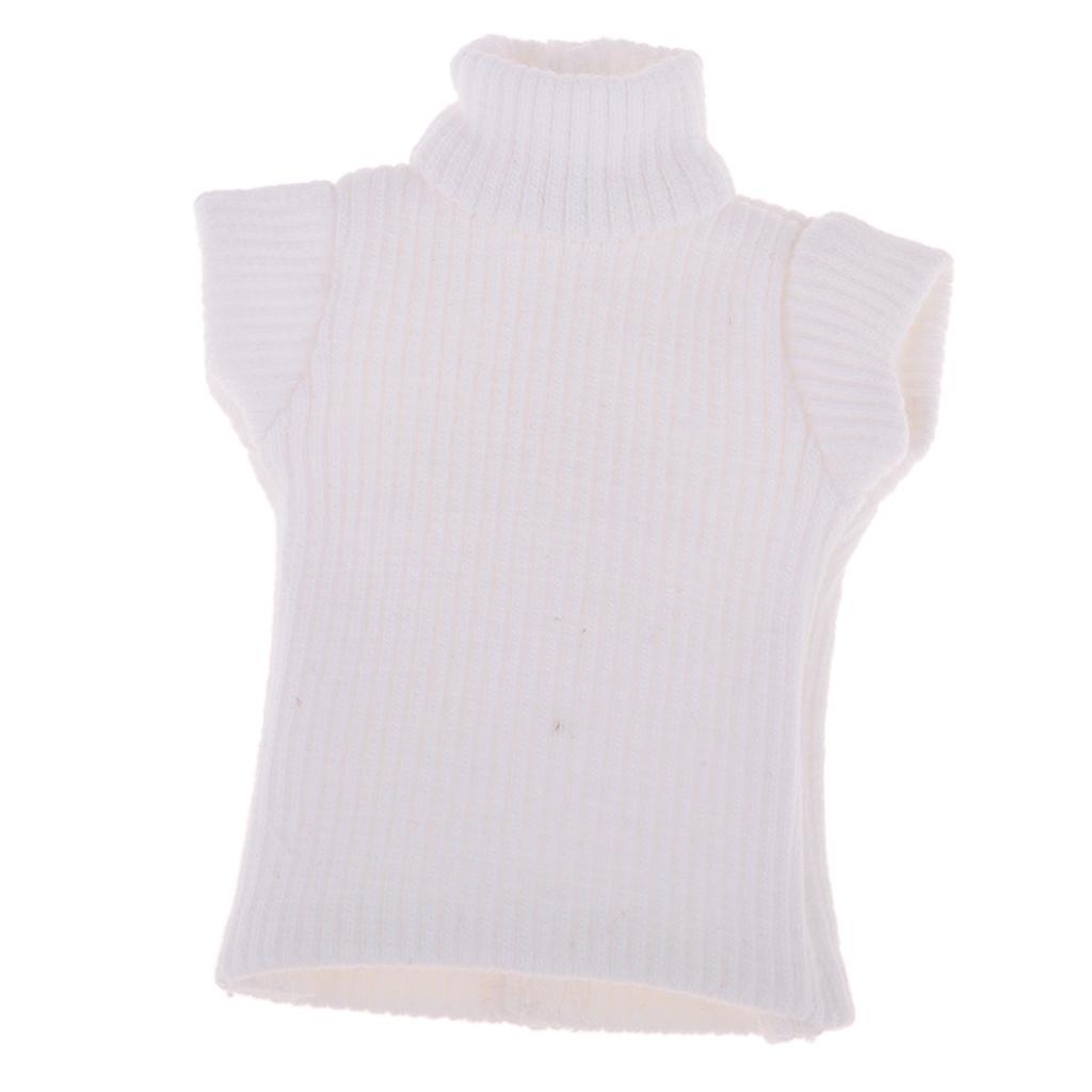1/6 Ball Jointed Doll Clothes Knit Sweater Vest for Blythe Dolls White