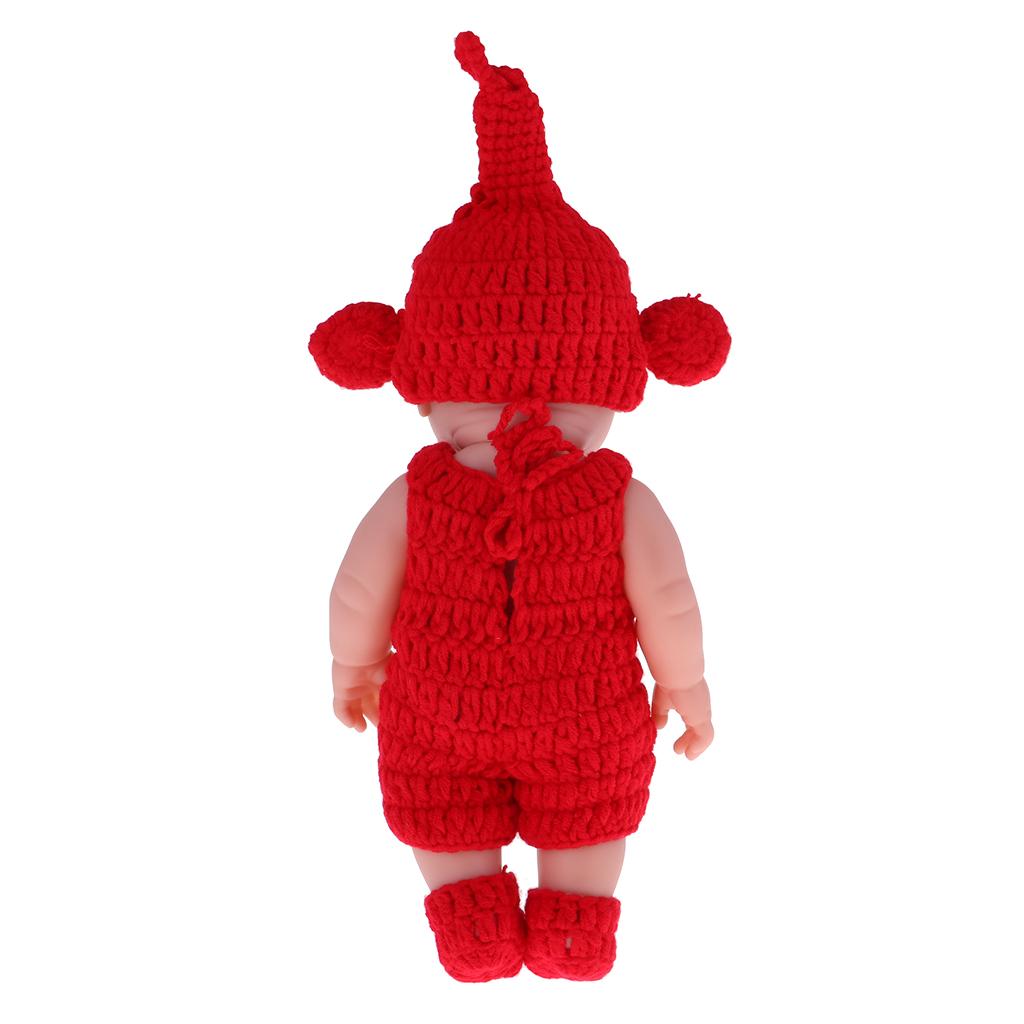30cm Lovely Realistic Newborn Baby Doll Model Soft Vinyl in Red Jumpsuit Set