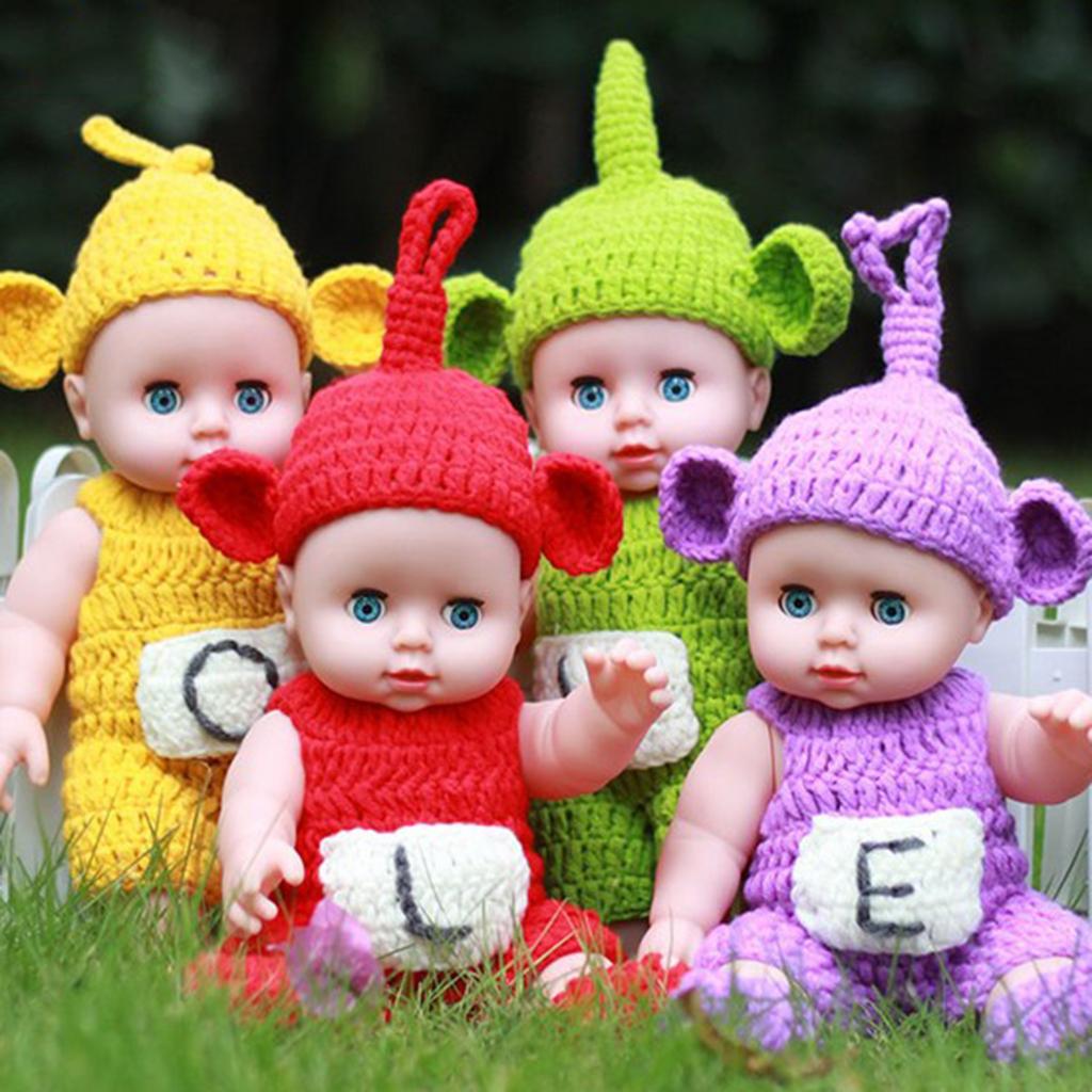 30cm Lovely Realistic Newborn Baby Doll Model Soft Vinyl in Red Jumpsuit Set