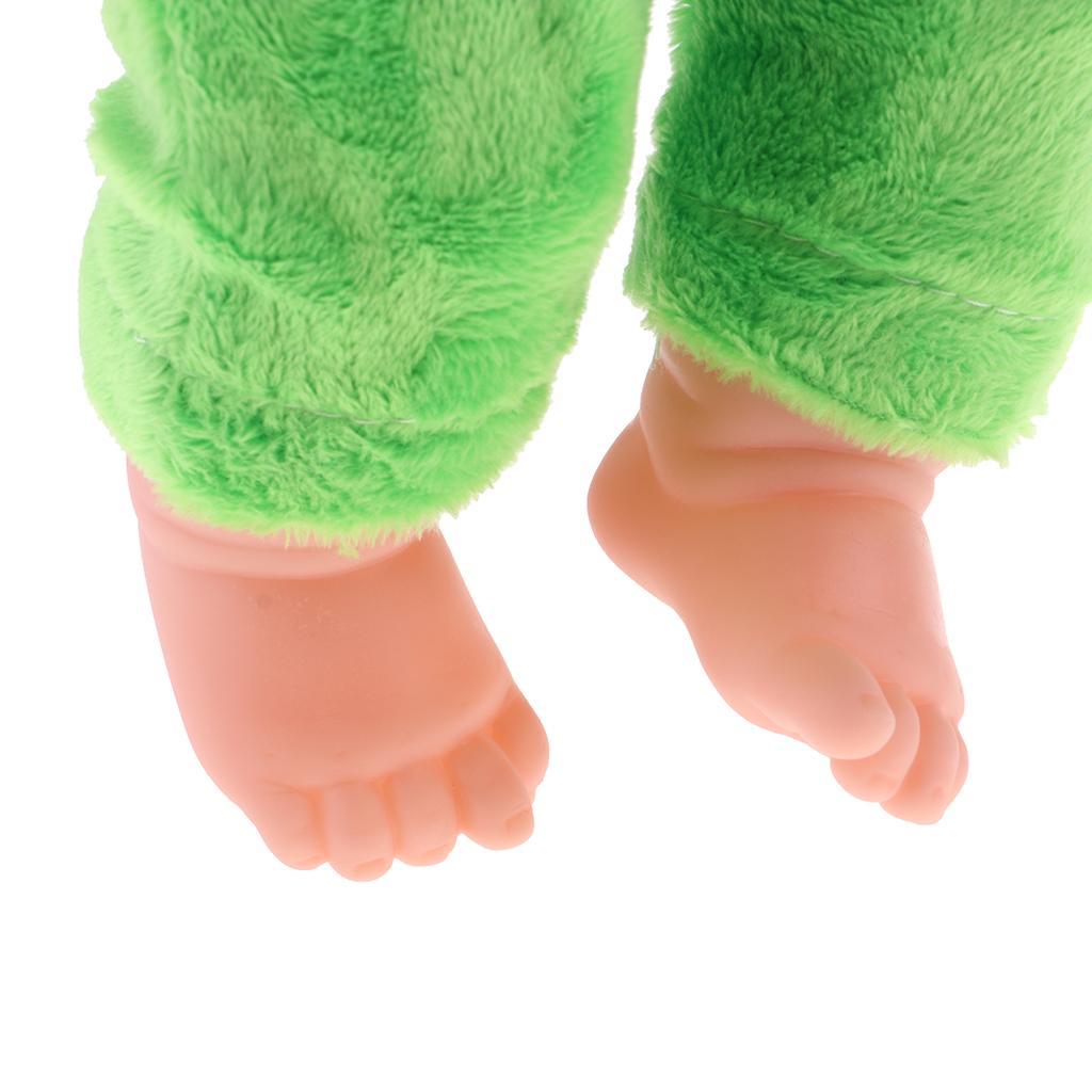 30cm Lovely Lifelike Newborn Baby Doll Model Soft Vinyl in Green Jumpsuit