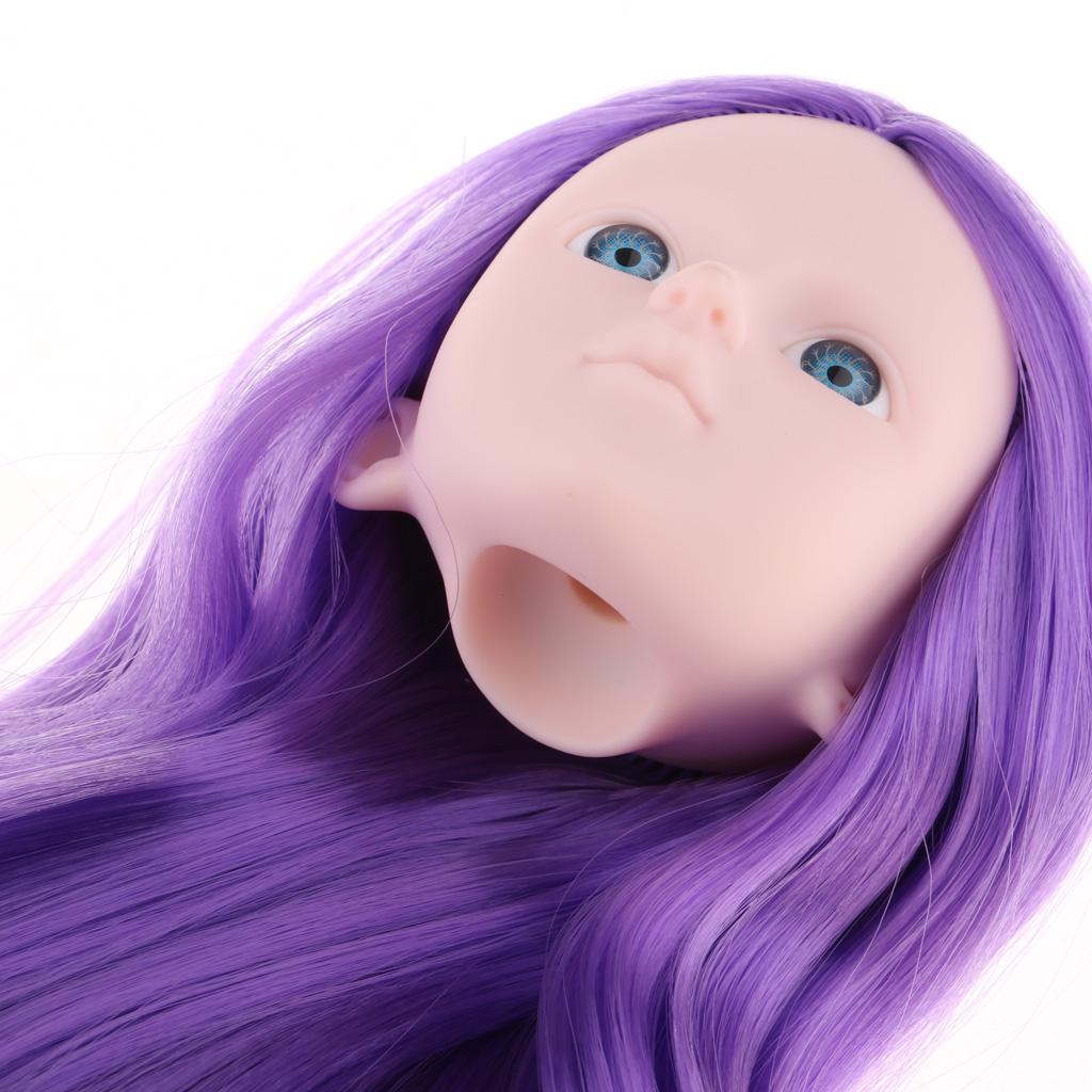 1/4 Female Bjd Doll Head Sculpt Ball-Jointed Doll Body Parts Accs Purple