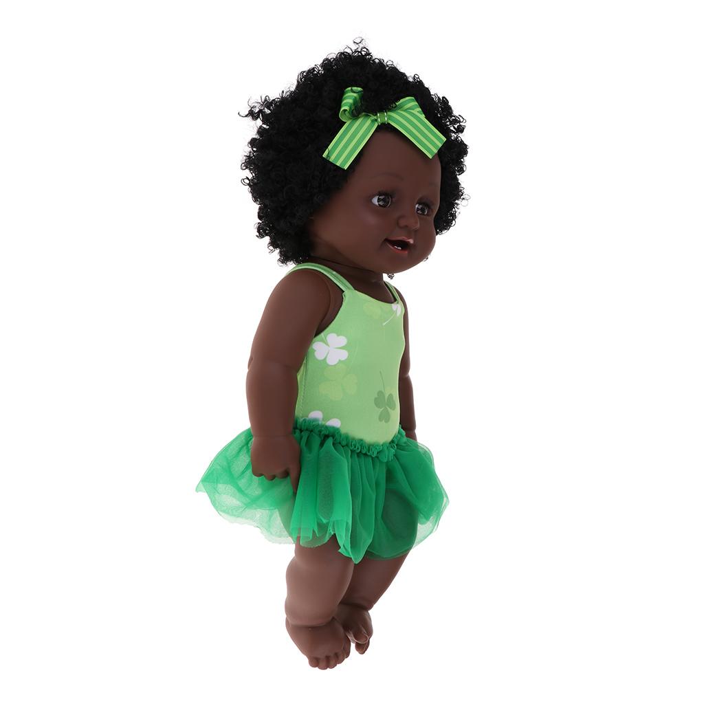 Lifelike Hard Vinyl Reborn Doll Newborn Baby Girl Doll Toddler Black Skin #A