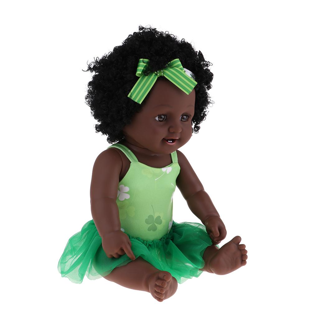Lifelike Hard Vinyl Reborn Doll Newborn Baby Girl Doll Toddler Black Skin #A