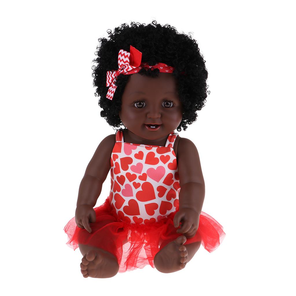 Lifelike Hard Vinyl Reborn Doll Newborn Baby Girl Doll Toddler Black Skin #B