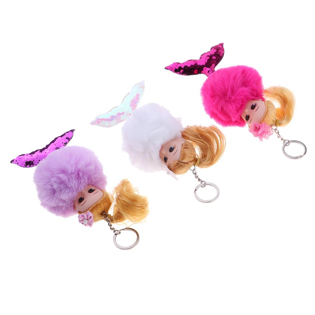 Lovely 20cm Princess Mermaid Doll Keychain Girl Bag Charm Pendent Key Rings
