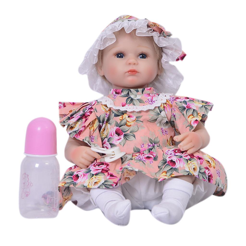 Floral Dress Hat White Pants Socks Clothes for 17-18inch Baby Girl Dolls