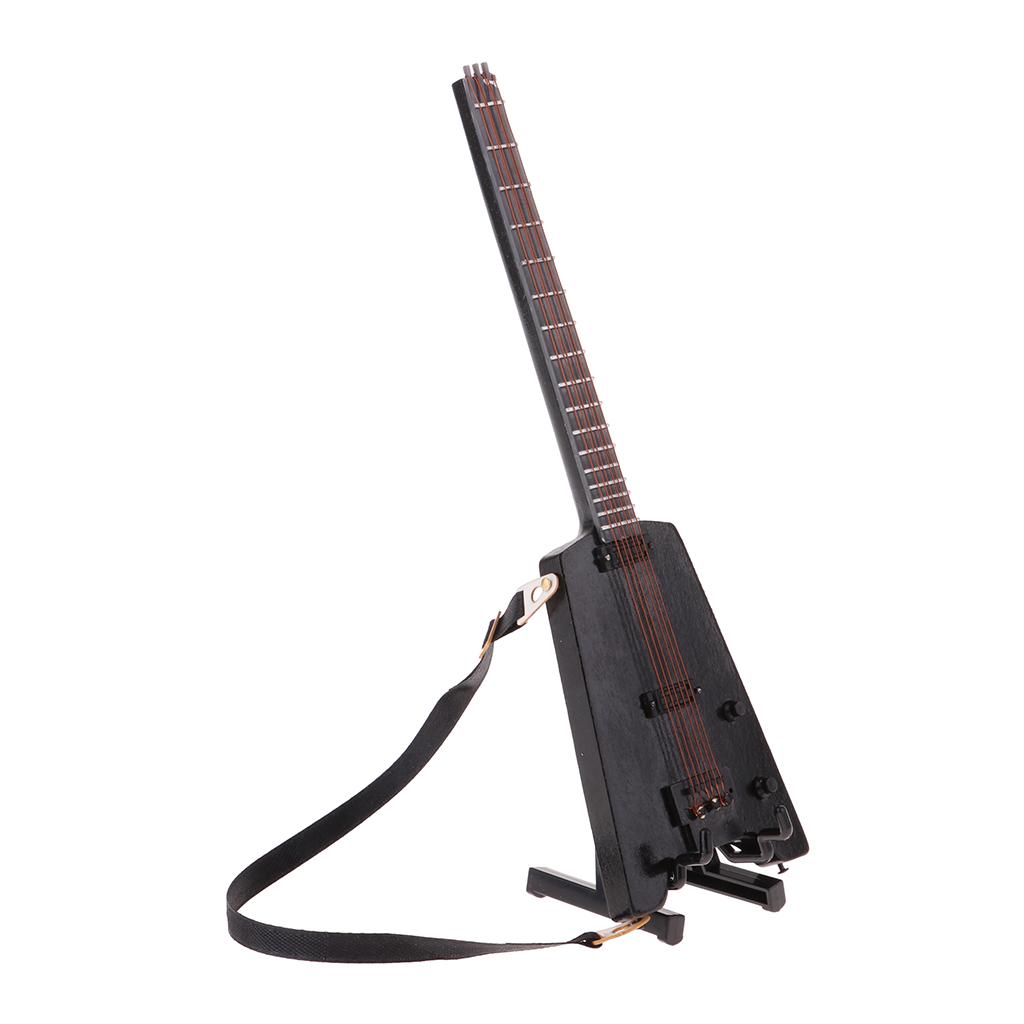 1/6 Miniature Wooden Guitar Musical Instrument Model Dollhouse Decor #C