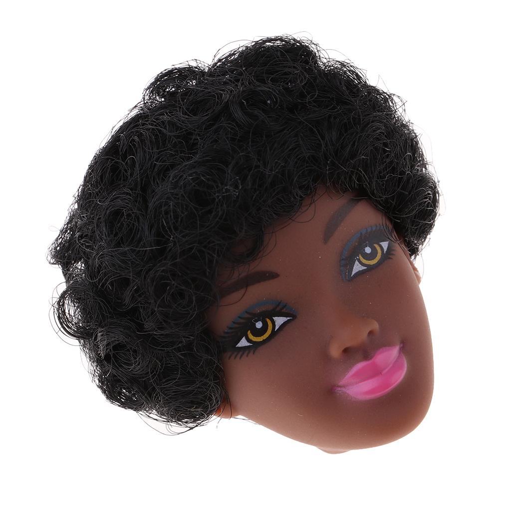 Fashion 1/6 Africa Black Vinyl Doll Short Curly Hair DIY Making Accessories