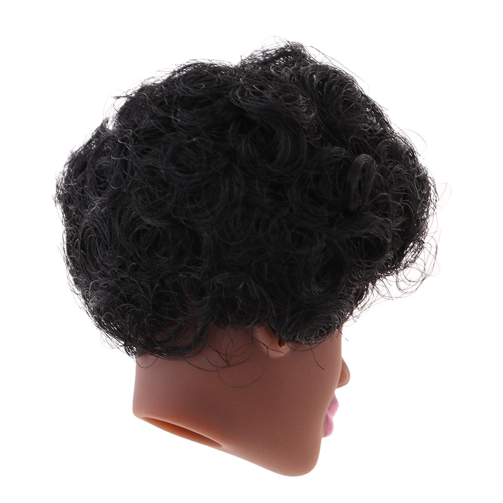 Fashion 1/6 Africa Black Vinyl Doll Short Curly Hair DIY Making Accessories