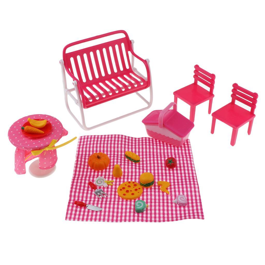 Mini Plastic Dollhouse Furniture Set for 1/6 Doll Kids Pretend Play Toys