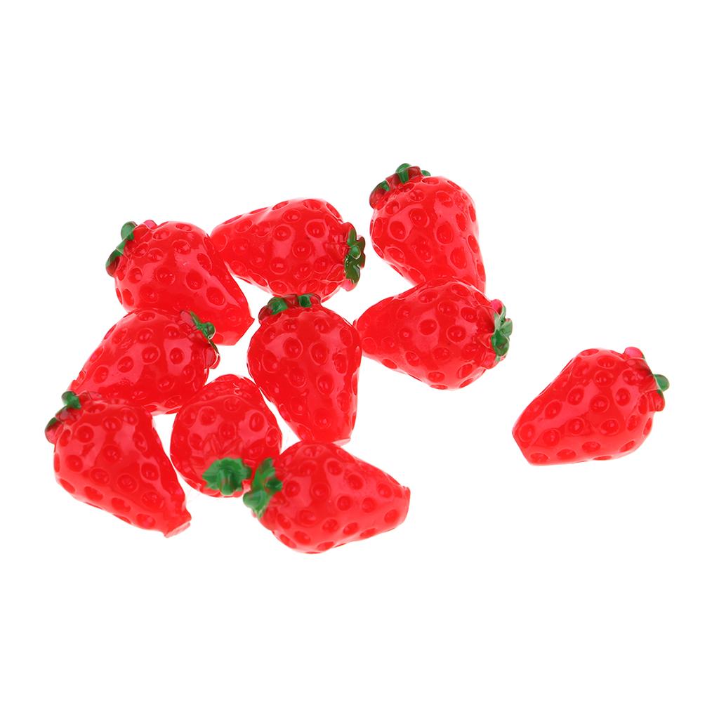 10pcs Simulation Fake Fruit Toys for 1/12 Dollhouse Kitchen Decor Strawberry