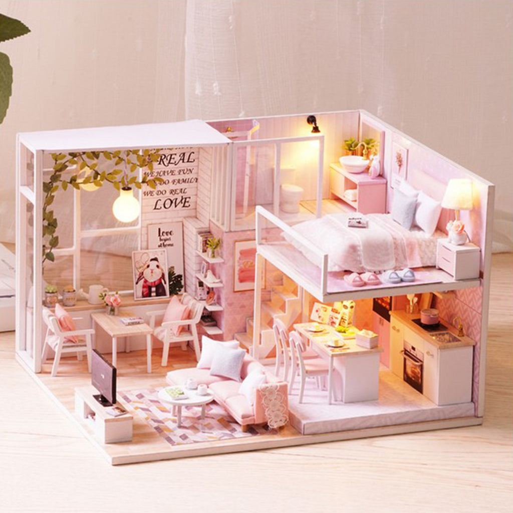 1/24 DIY Miniature Dollhouse Kit with Furniture Model - Quiet Life Kids Gift