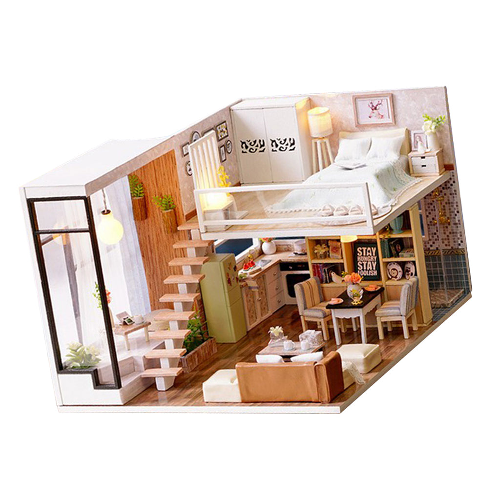 1/24 DIY Miniature Dollhouse Kit with Furniture Model Simple Life Kids Gift