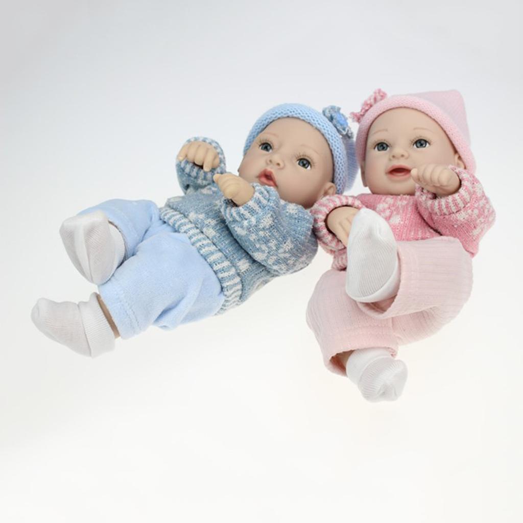 28cm Lifelike Vinyl Reborn Dolls Newborn Babies Doll Costume Alive Boy Blue
