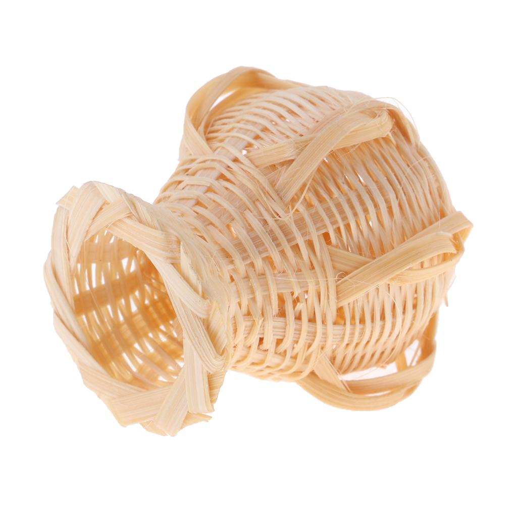 Handcrafted Bamboo Basket Fruit Vegetable Picnic Dollhouse Miniature Supply