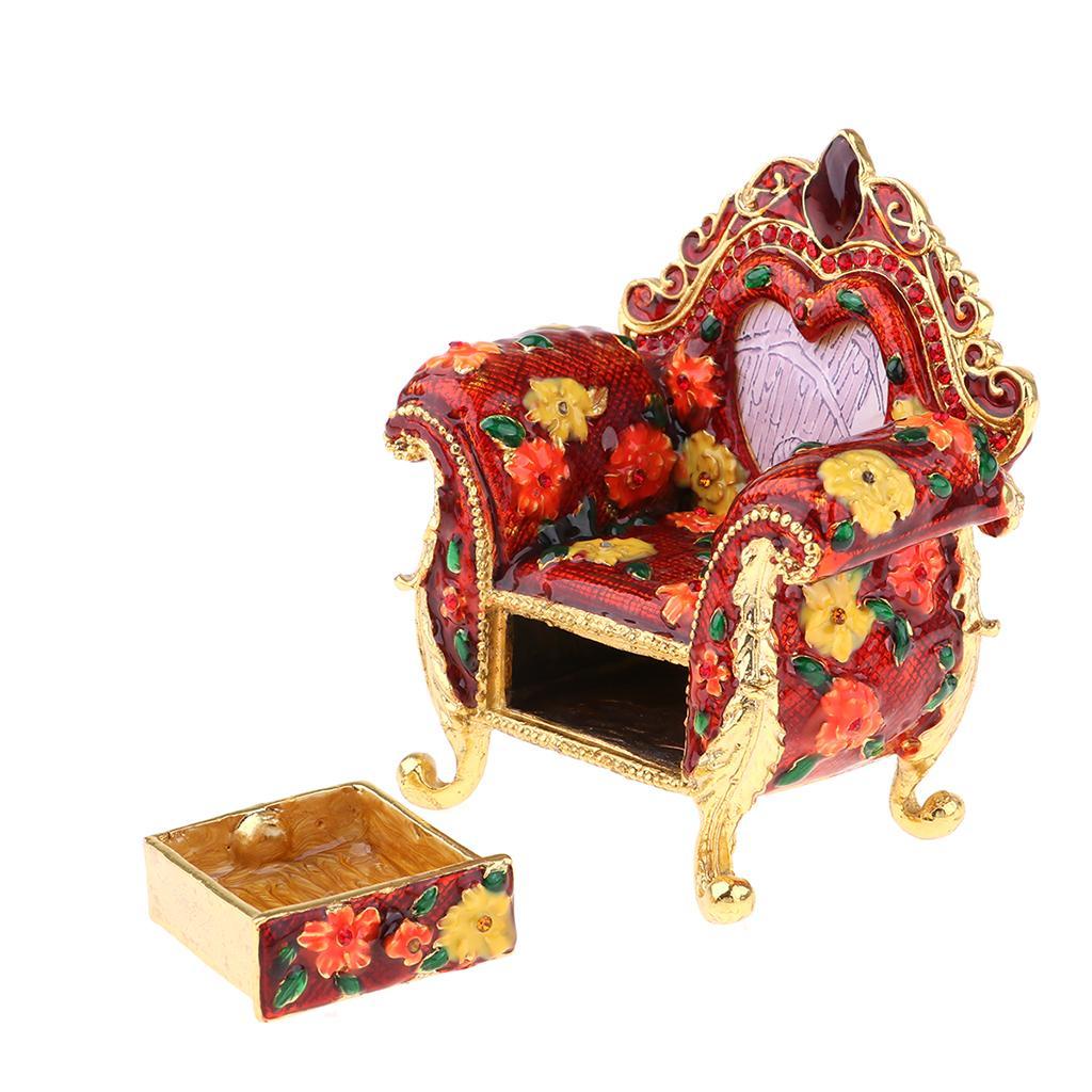 1:6 Scale Dollhouse Miniature Armchair Vintage Sofa Jewelry Box Red