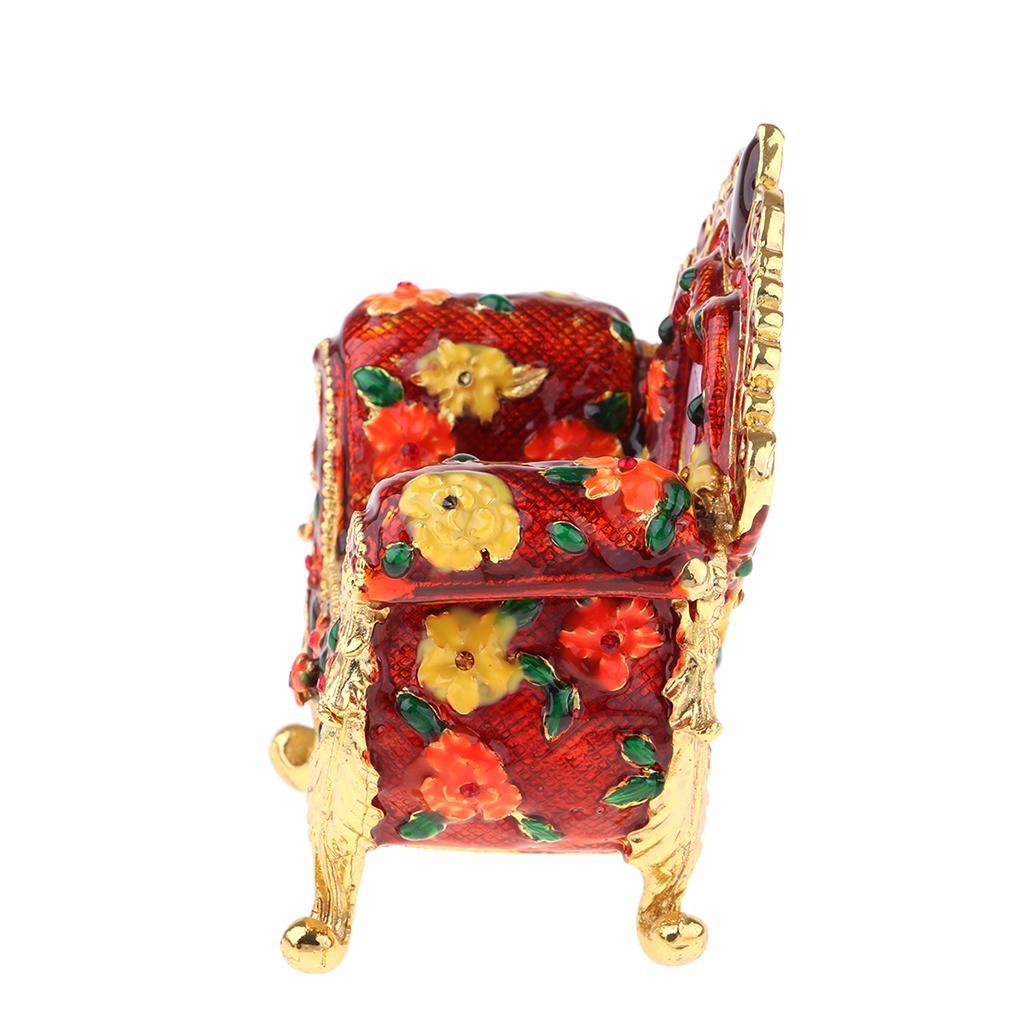1:6 Scale Dollhouse Miniature Armchair Vintage Sofa Jewelry Box Red