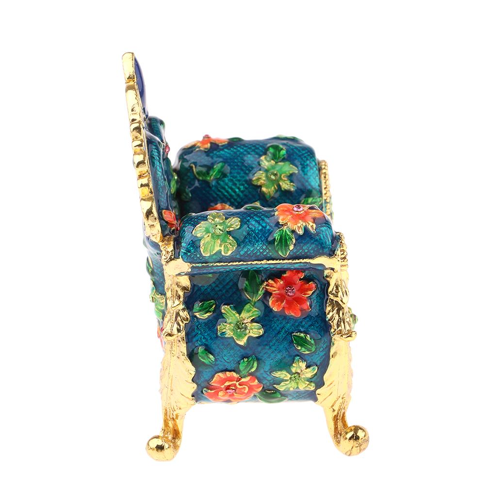 1:6 Scale Dollhouse Miniature Armchair Vintage Sofa Jewelry Box Blue