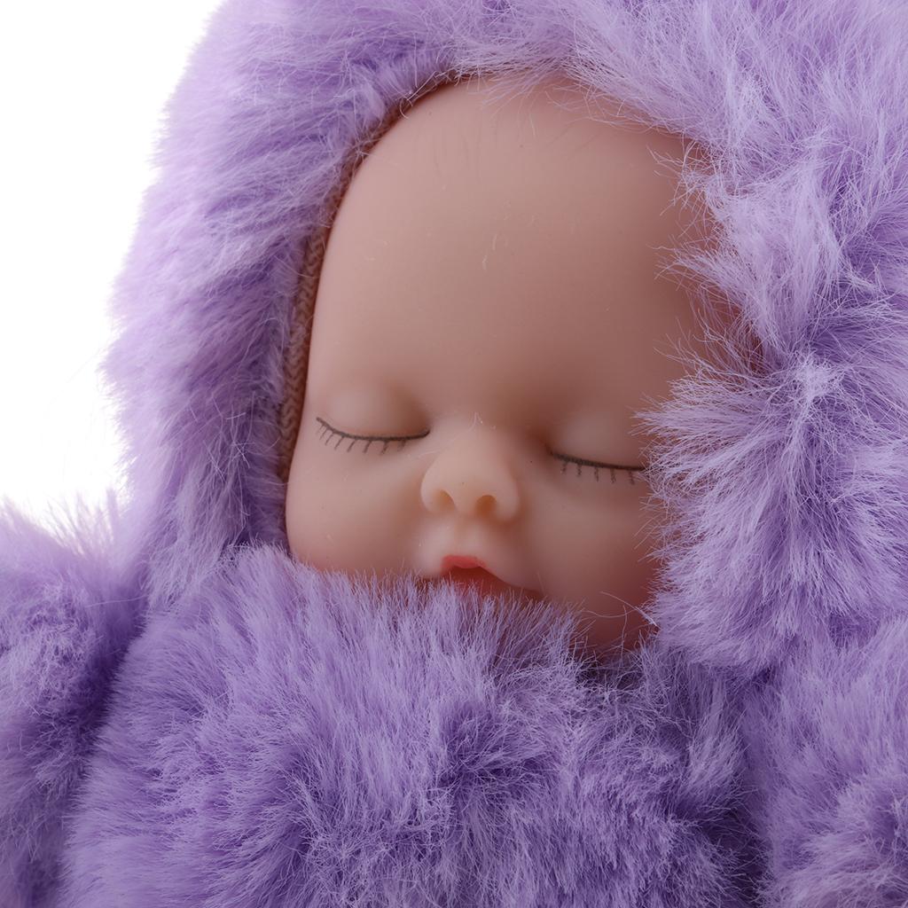 Cute Sleeping Baby Doll Key Chain Keyring Bags Car Charm Pendant Purple