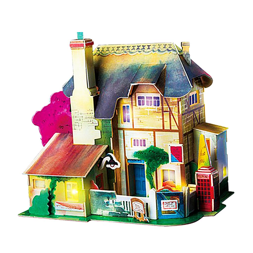 3D Wooden Dollhouse Miniatures DIY House Kit Handmade Mini Villa Model Toys