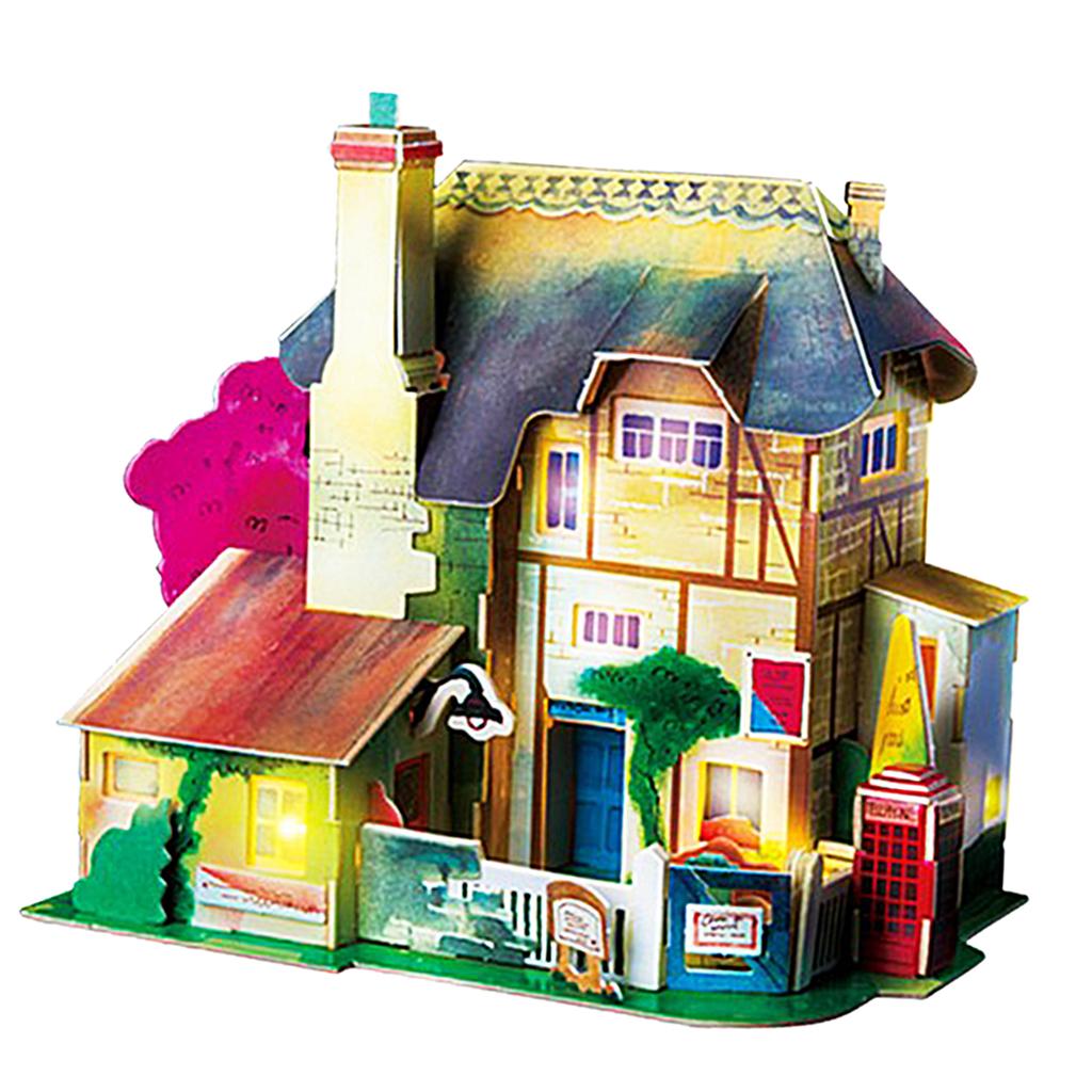 3D Wooden Dollhouse Miniatures DIY House Kit Handmade Mini Villa Model Toys