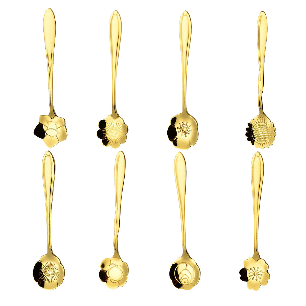 Teaspoon Set of 8 Teaspoons Coffee Tea Spoon Sugar Spoon Stainless Golden