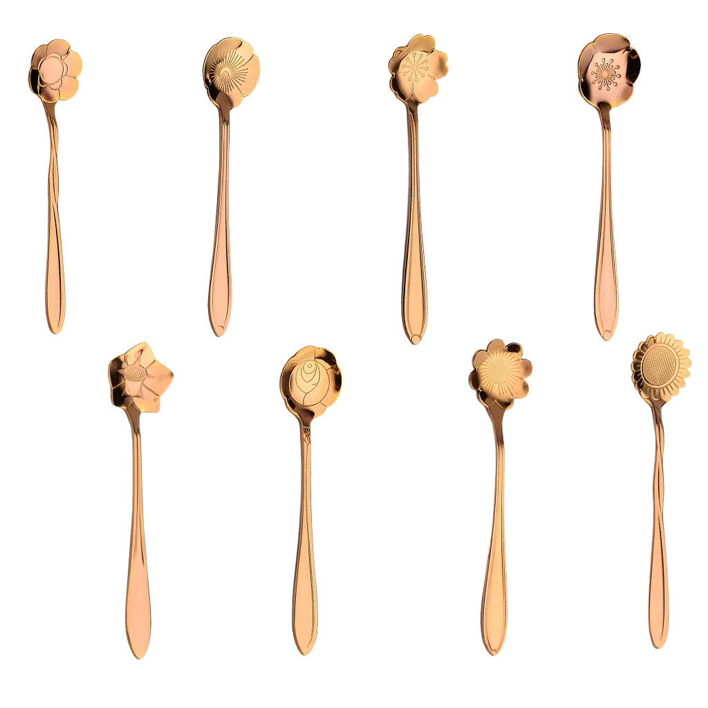 Teaspoon Set of 8 Teaspoons Coffee Tea Spoon Sugar Spoon Stainless Rose Gold