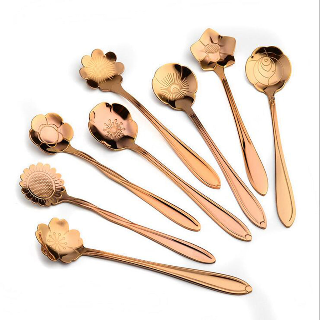 Teaspoon Set of 8 Teaspoons Coffee Tea Spoon Sugar Spoon Stainless Rose Gold