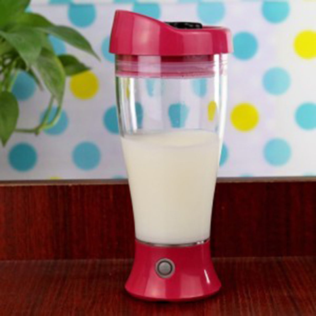 Portable Drink Mixer Mug Shake Battery Protein Shaker Blender Rose Red