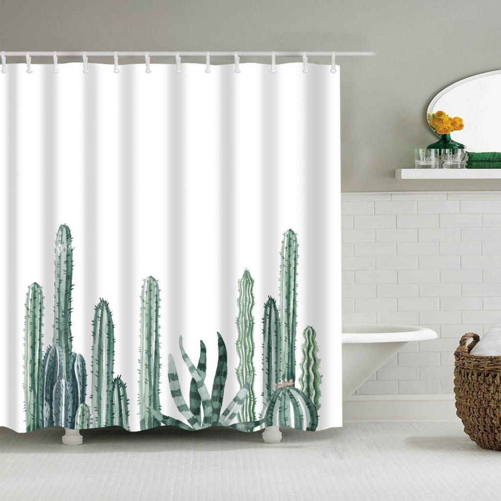 Digital Printing Bathroom Bathing Shower Curtain w/12 Hooks 180cm x 180cm 3