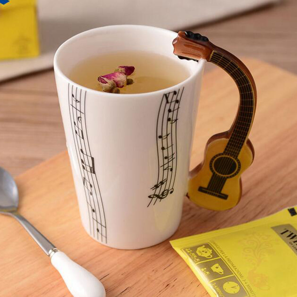 Ceramic Cup Coffee Mug Instrument Mug Creative Gift Black Guitar Stave