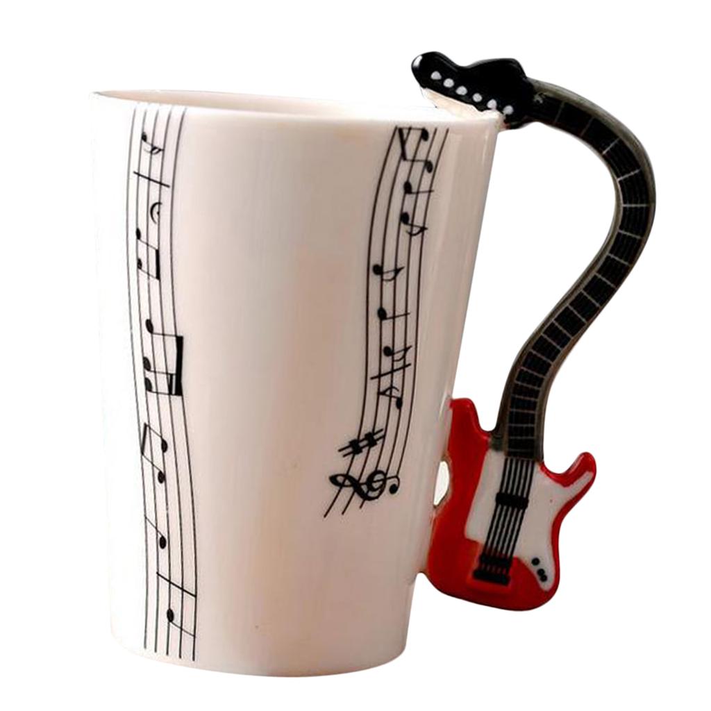 Ceramic Cup Coffee Mug Instrument Mug Creative Gift Red Guitar Stave
