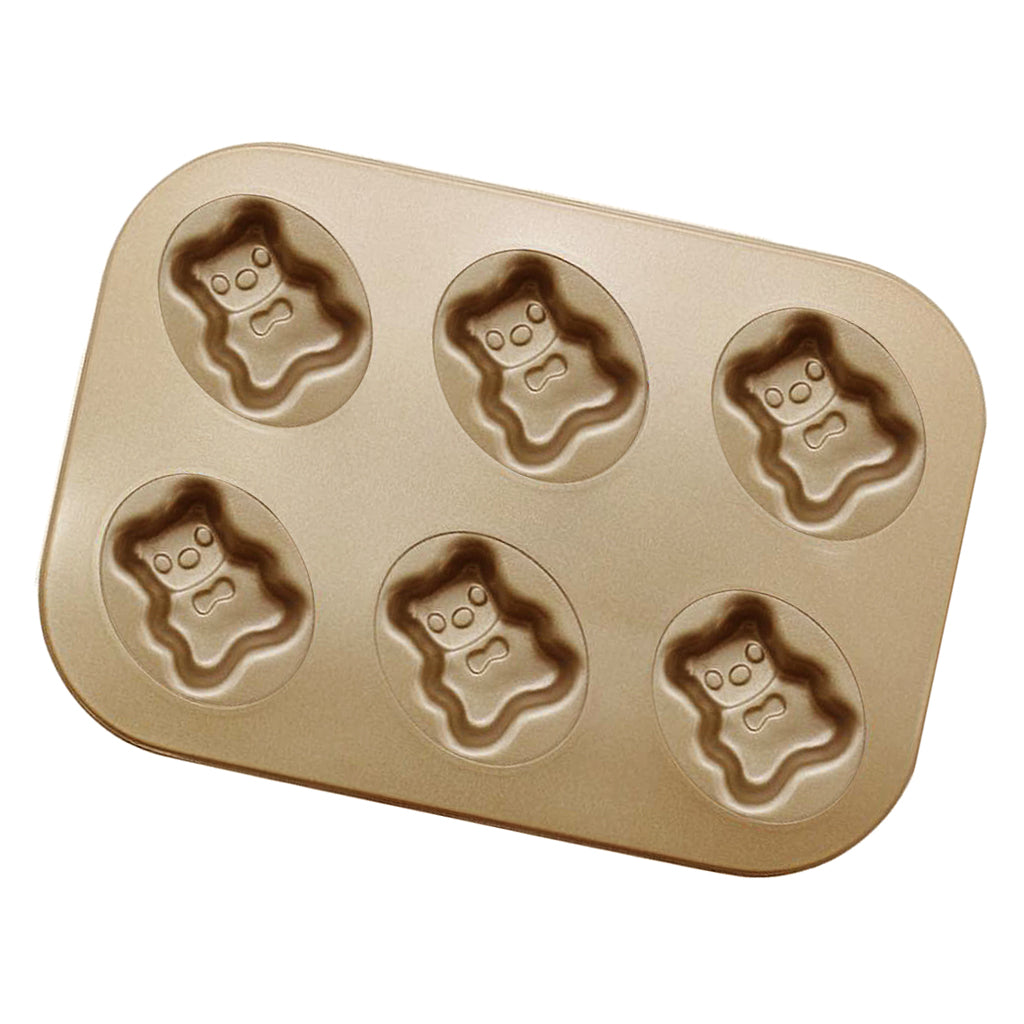 6-Cup Carbon Steel Cake Mould Baking Tray Pan Bakeware Little Bear