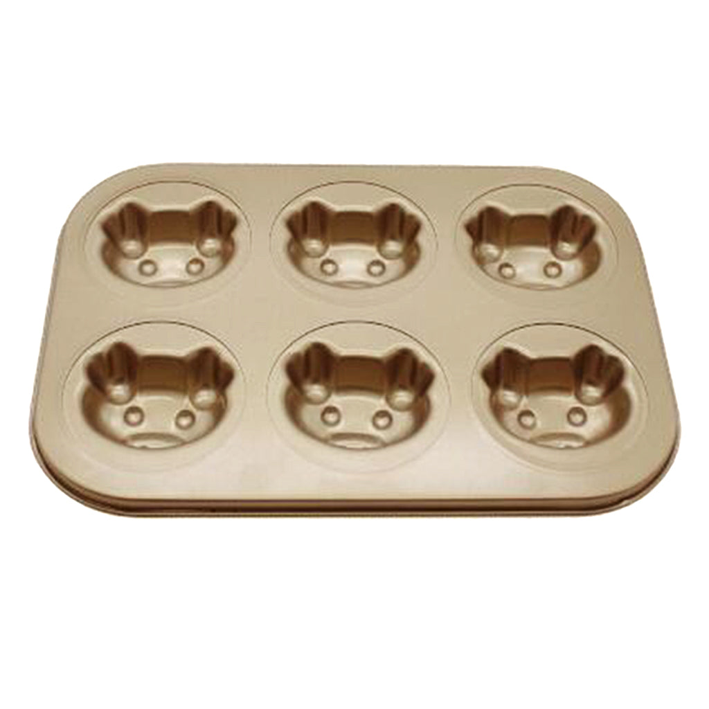 6-Cup Carbon Steel Cake Mould Baking Tray Pan Bakeware Pig's Head