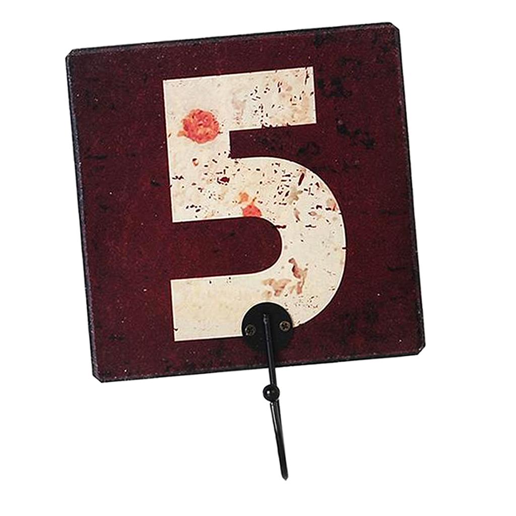 Wall Number Hooks Bathroom Door Hanger for Key Clothes Bag 15cm Number 5