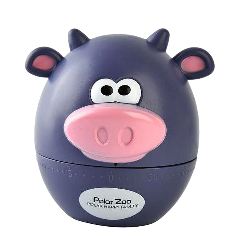 Mechanical Kitchen Cooking Countdown Timer Baking Alarm Clock Purple Cow