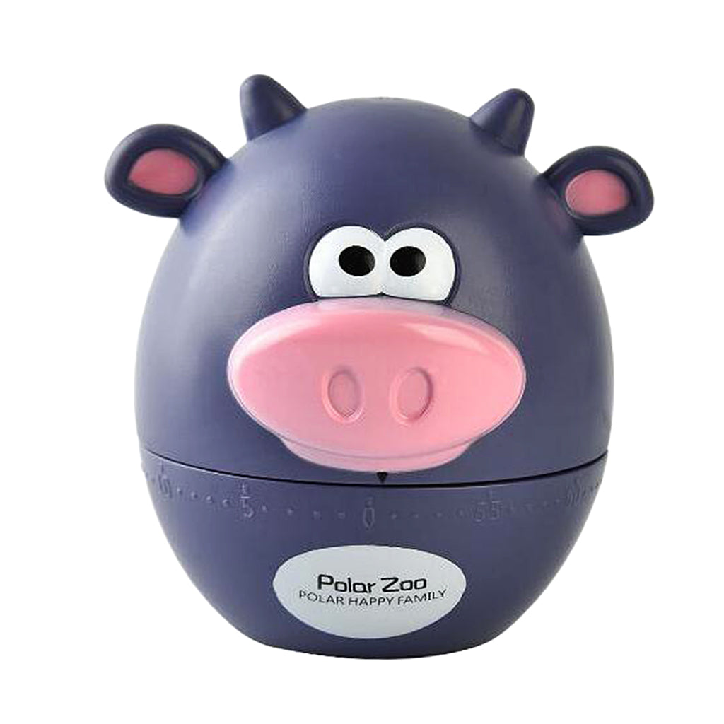 Mechanical Kitchen Cooking Countdown Timer Baking Alarm Clock Purple Cow