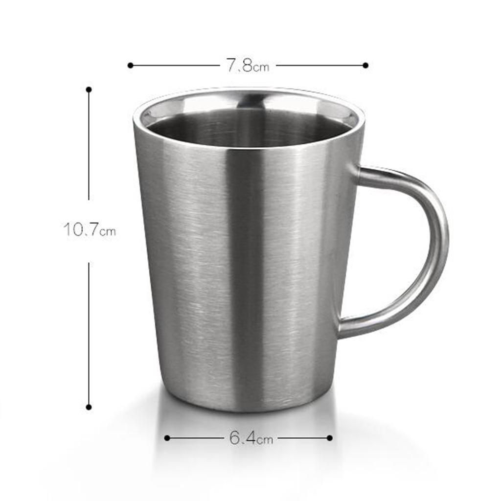 Stainless Steel Double Wall Insulated Mug Kids Tea Coffee Beer Cup Silver