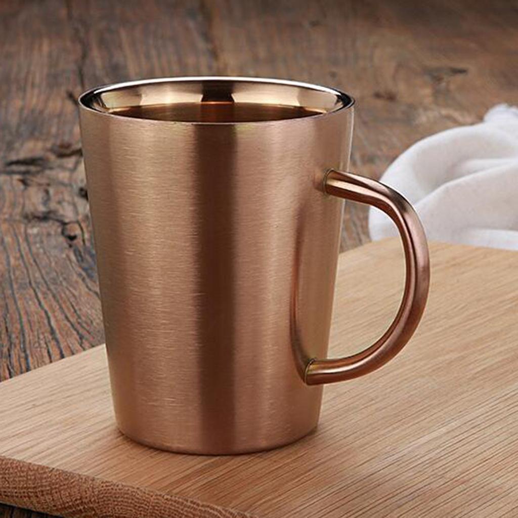 Stainless Steel Double Wall Insulated Mug Kids Tea Coffee Beer Cup Rose Gold