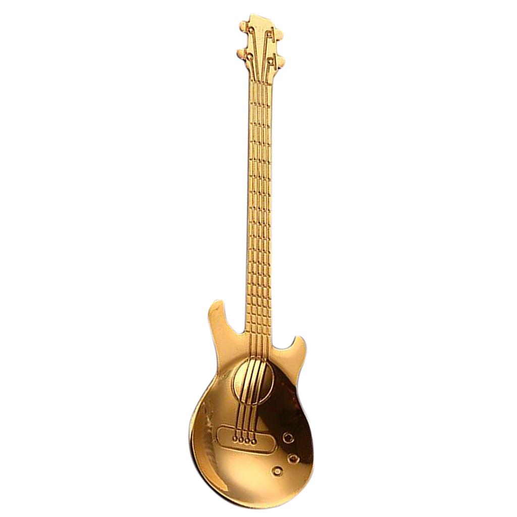 Stainless Steel Guitar Coffee Spoon Mixing Scoop Cocktail Stirring Gold