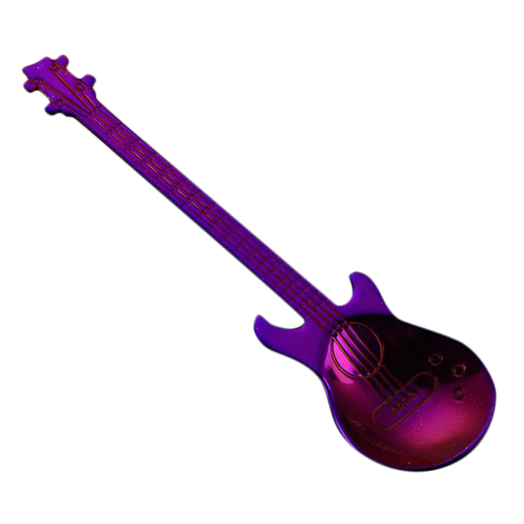 Stainless Steel Guitar Coffee Spoon Mixing Scoop Cocktail Stirring Purple
