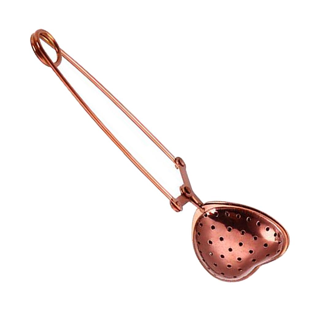 Tea Infuser Spice Filter Mesh Strainer Filter Stainless Heart Rose Gold