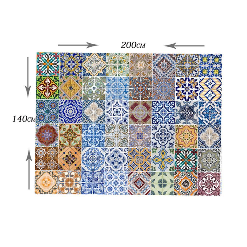 Rectangle Digital Printed Decor Tablecloth Bohemia Grid