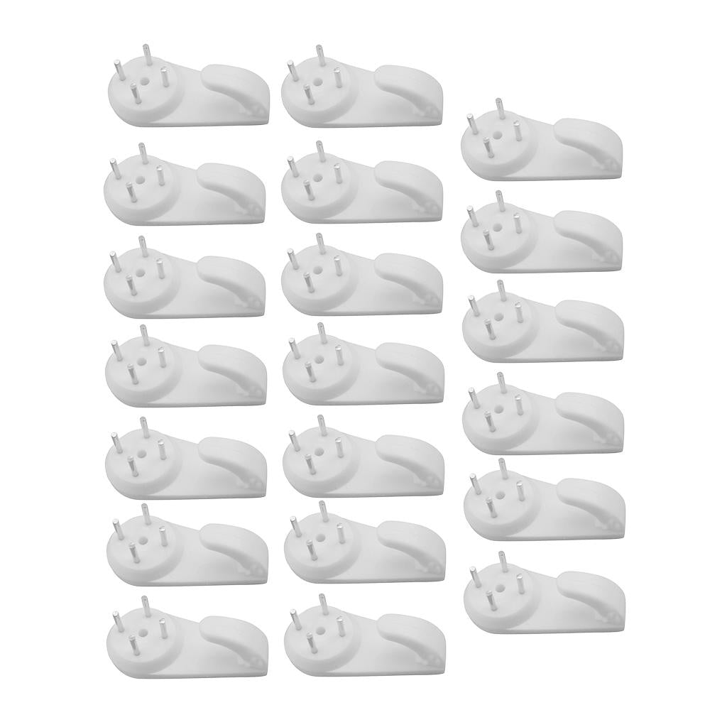 3x20 pieces Plastic Hard Wall Hooks Picture Frame Hanging Hooks & Nails Set