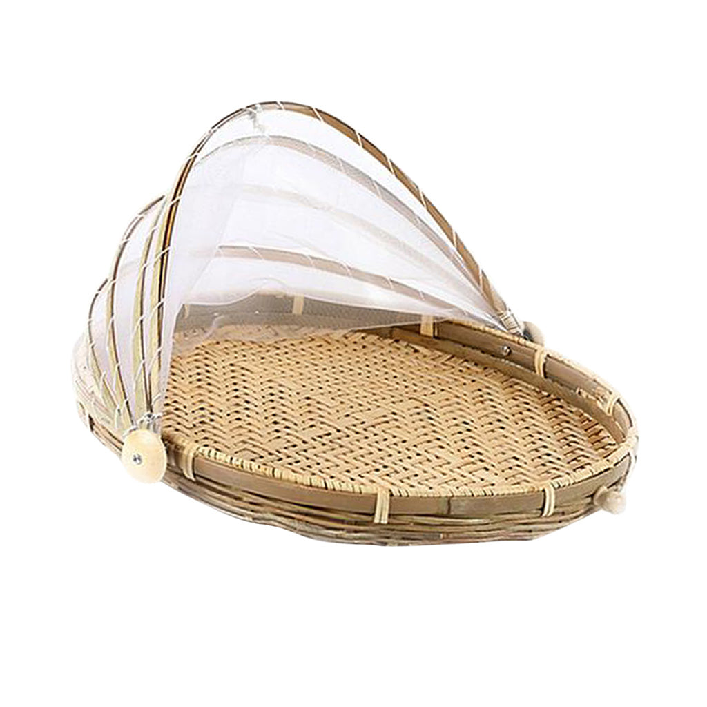 Bamboo Serving Food Tent Basket Hand Woven Fruit Baskets Storage Holes M