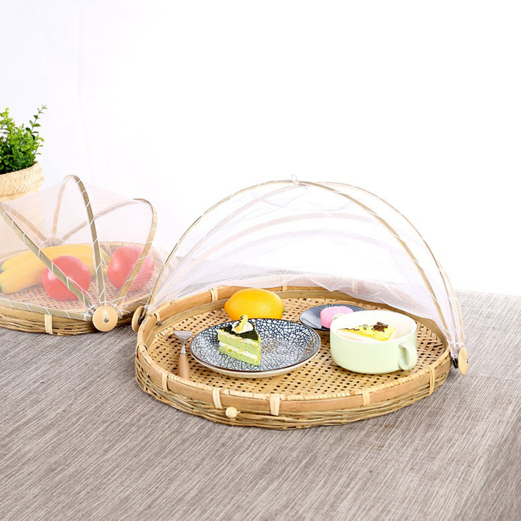 Bamboo Serving Food Tent Basket Hand Woven Fruit Baskets Storage Holes M